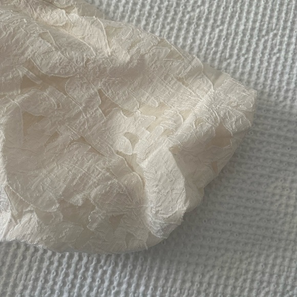 ASOS EDITION textured smock dress with tiered hem in cream - Picture 9 of 12